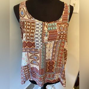 Pink Rose BoHo style women’s large tank top